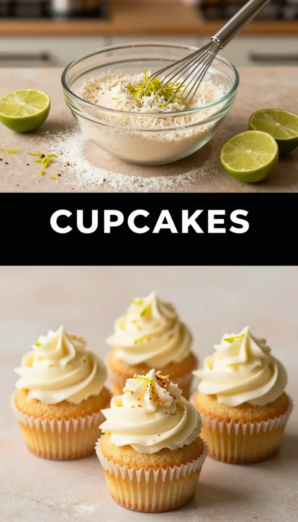 Coconut Cupcakes with Lime Cream Cheese Frosting
