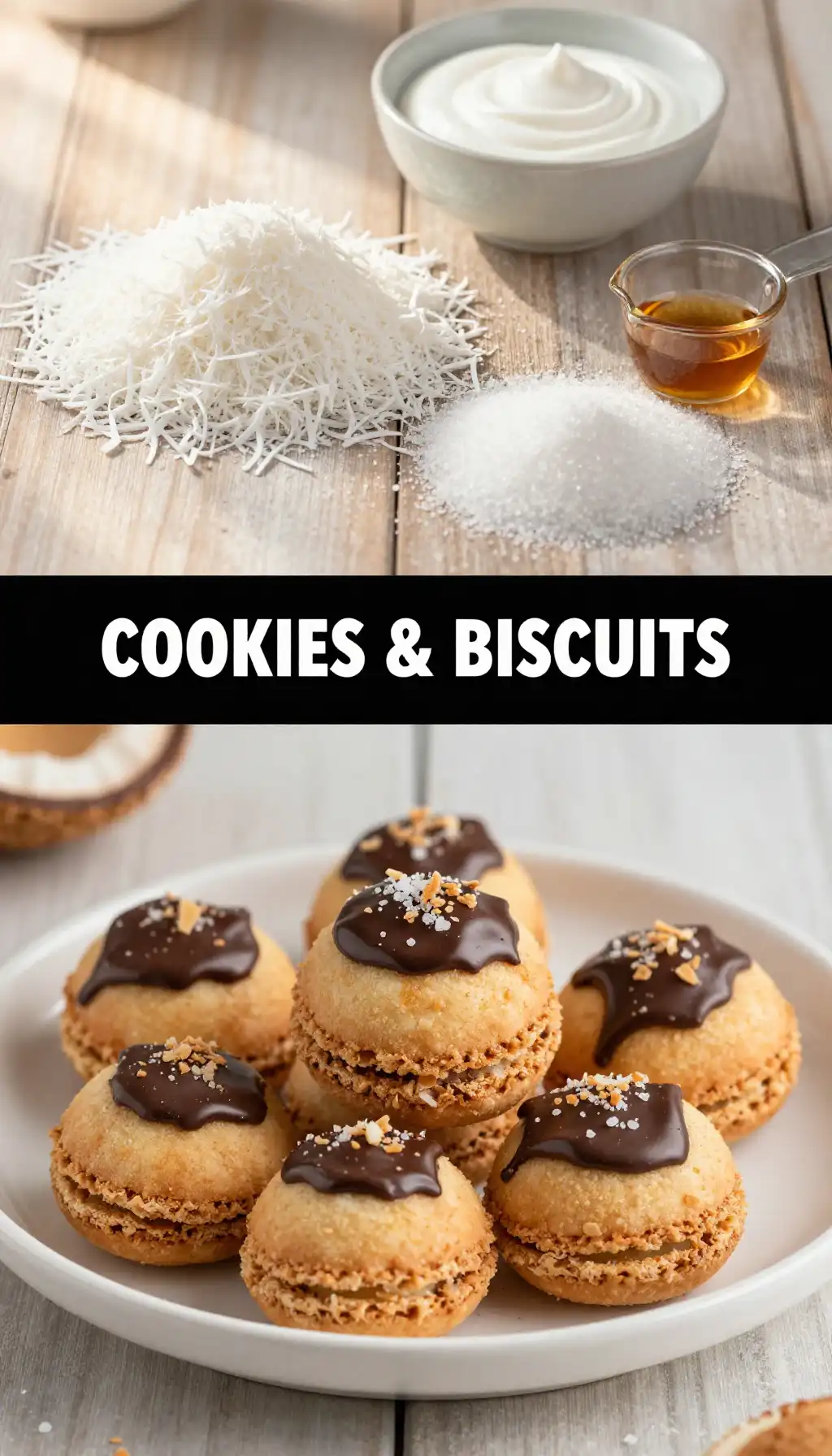 Coconut Macaroons with Chocolate Dip pinterest pin