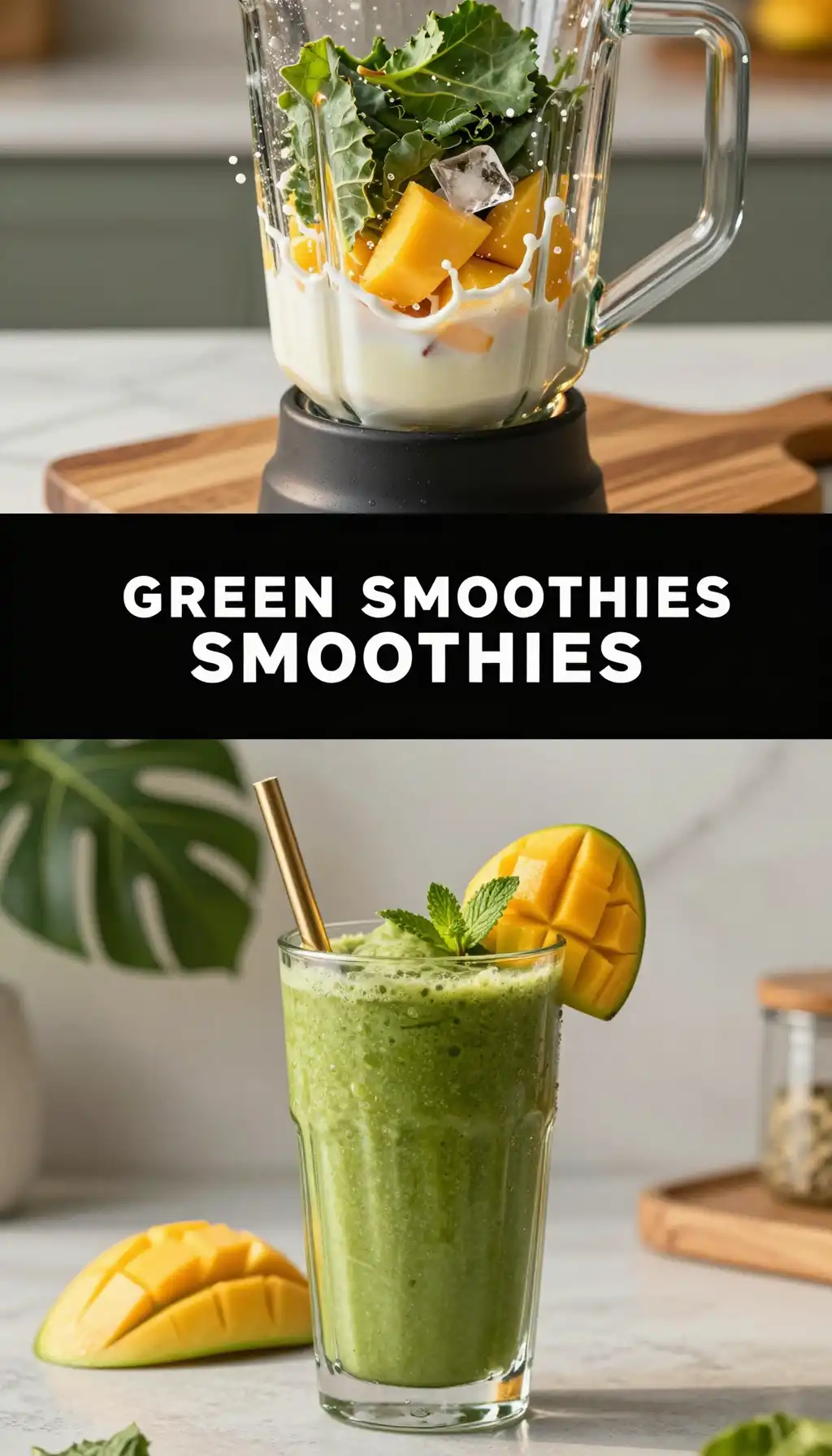 Tropical Collard Greens and Mango Smoothie pinterest pin