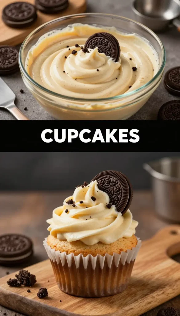 Cookies and Cream Cupcakes with Oreo Top