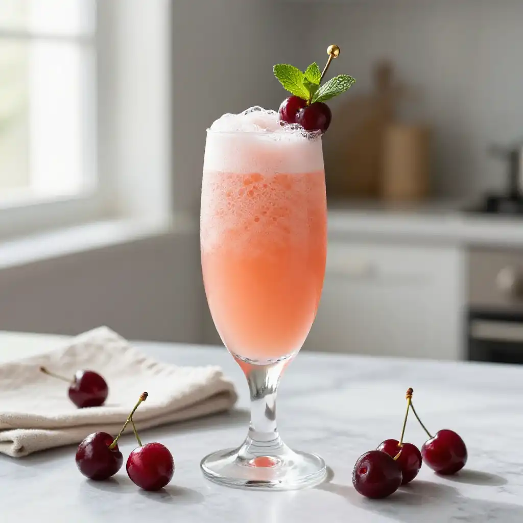 Coral Champagne Cherry Smoothie plated dish