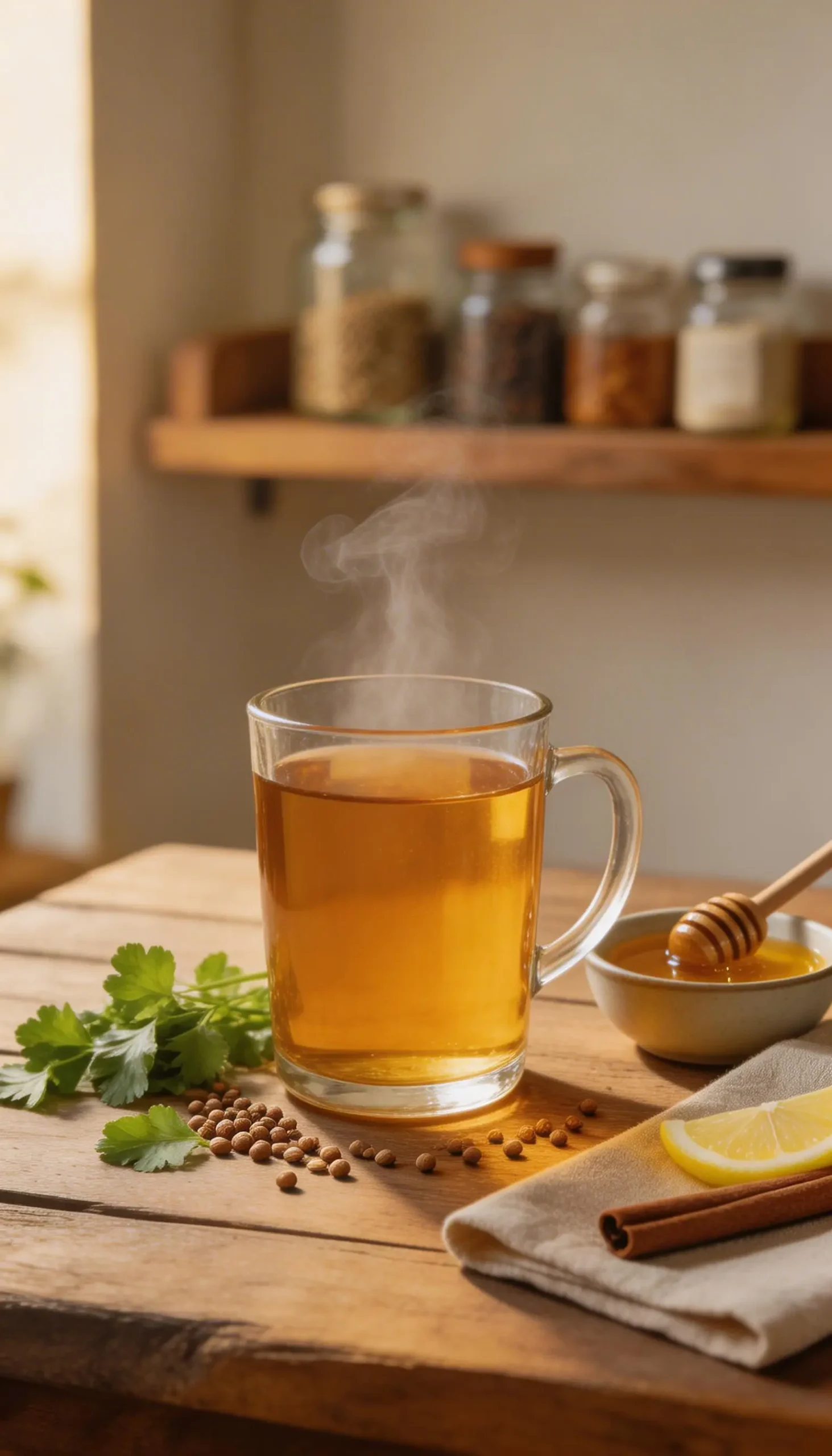Coriander Seed Digestion Tea plated dish