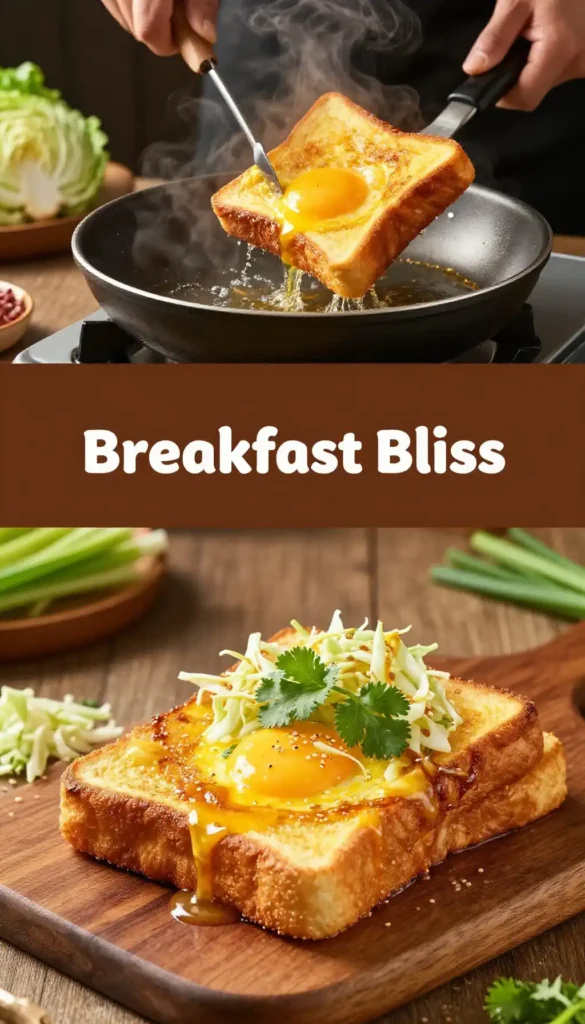 Crispy Korean Egg Toast with Cabbage Slaw