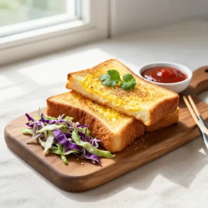 Crispy Korean Egg Toast with Cabbage Slaw Recipe