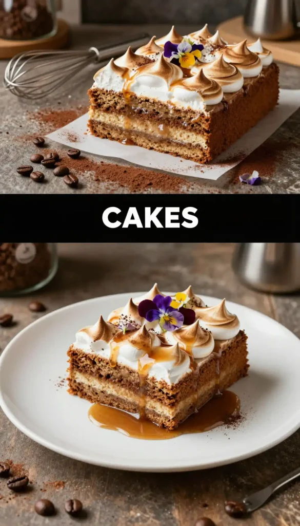 Cuban Capuchinos Cake with Meringue and Syrup