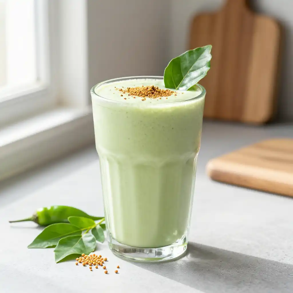 Curry Leaf Buttermilk Smoothie plated dish