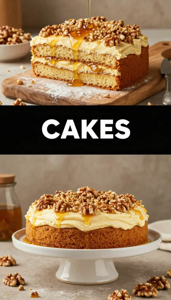 Czech Medovnik Honey Cake with Walnuts