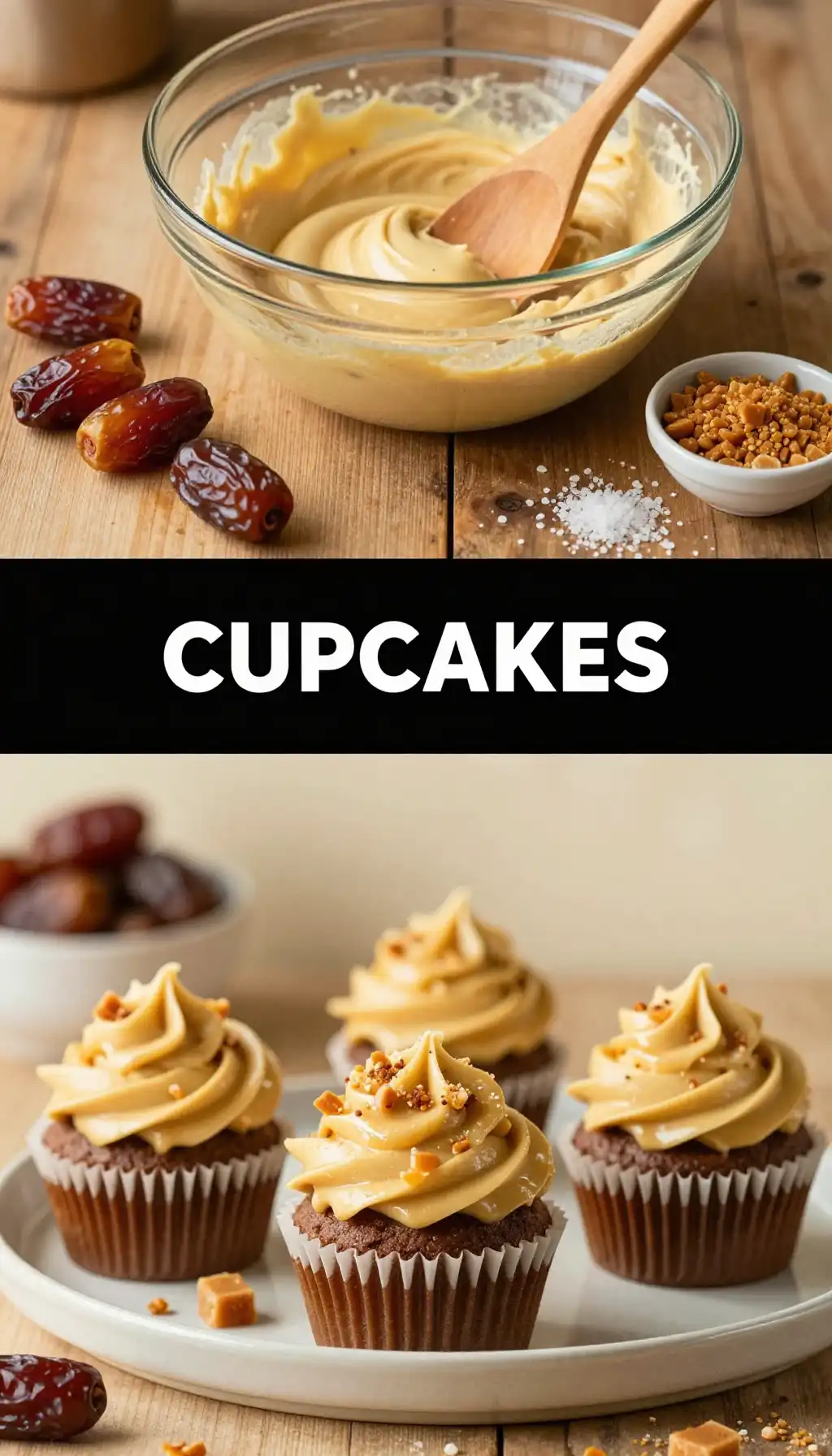 Date Filled Cupcakes with Toffee Buttercream pinterest pin