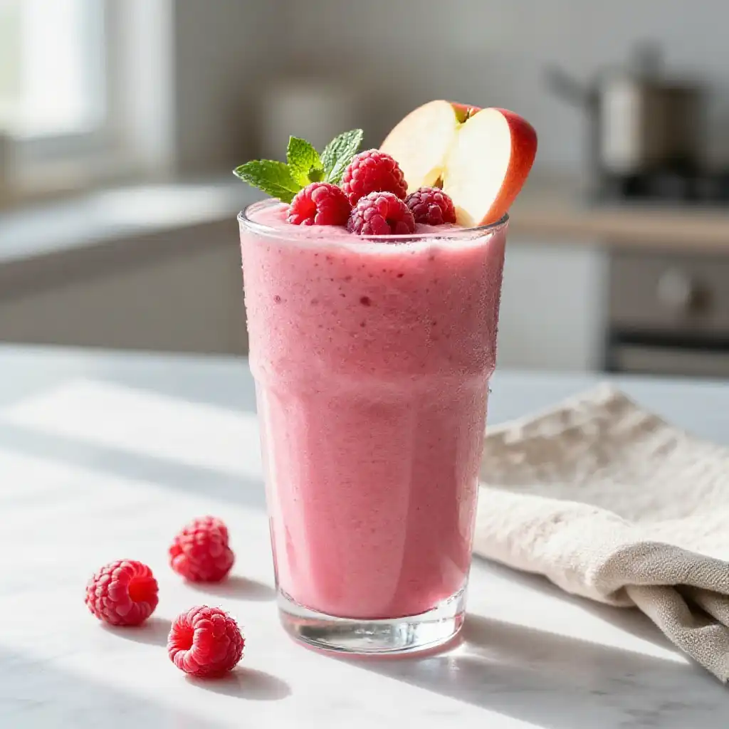 Discovery Apple Raspberry Smoothie plated dish