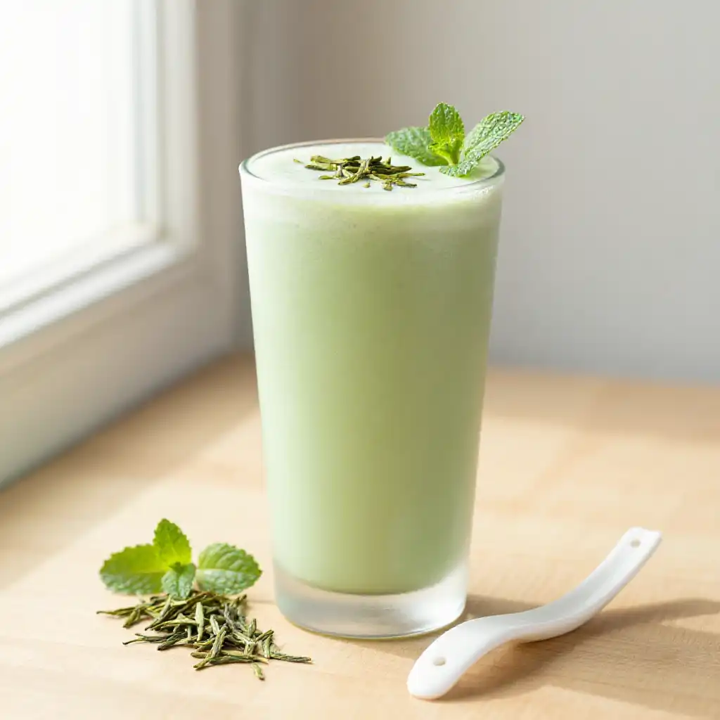 Dragon Well Longjing Green Tea Smoothie plated dish