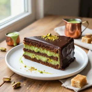 Dubai Chocolate Bar Layer Cake - Pistachio & Kunafa