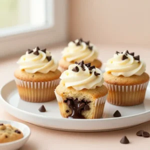 Edible Cookie Dough Cupcakes with Chocolate Chip Filling