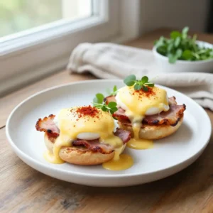 Classic Eggs Benedict with Creamy Hollandaise Sauce
