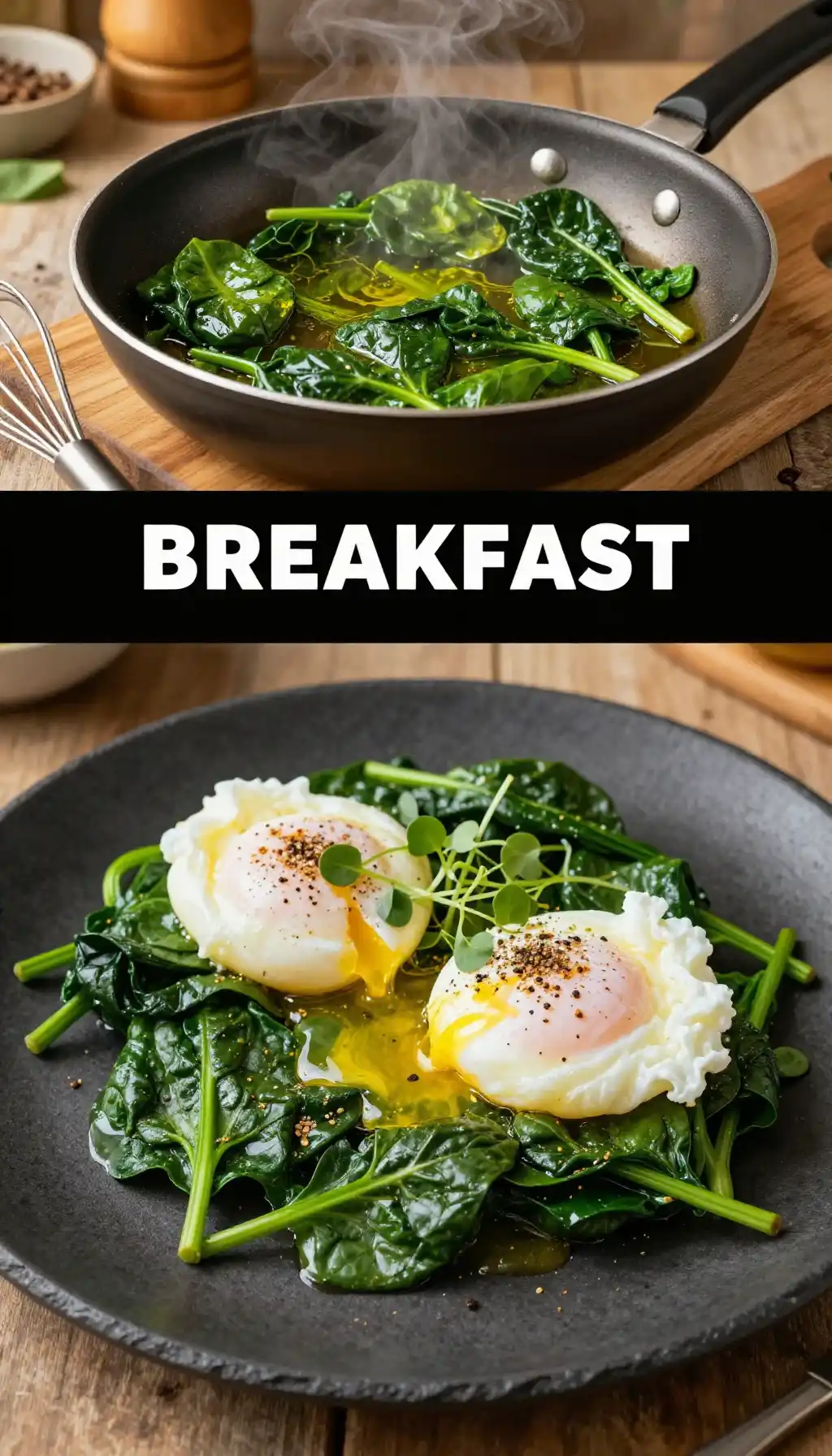 Eggs Florentine with Spinach pinterest pin