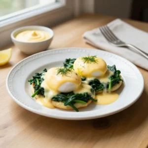Healthy Eggs Florentine with Sautéed Spinach