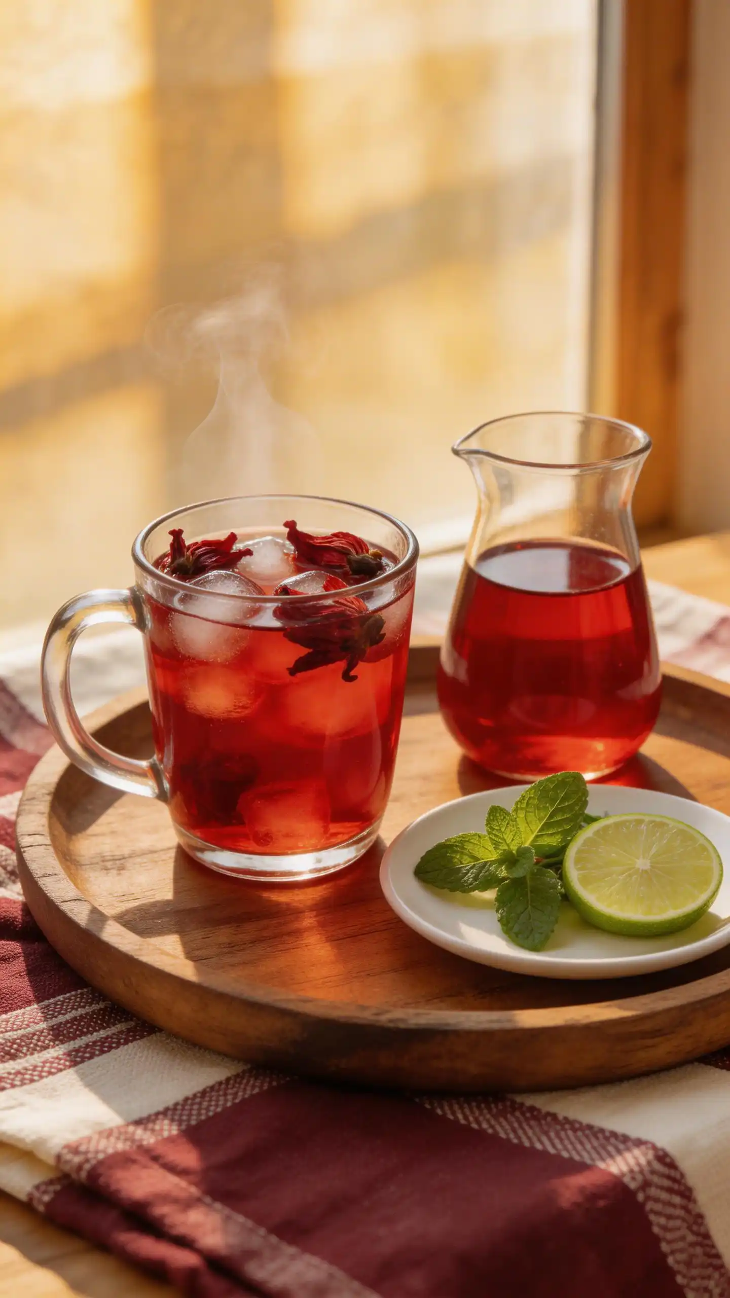 Egyptian Karkade Hibiscus Tea plated dish