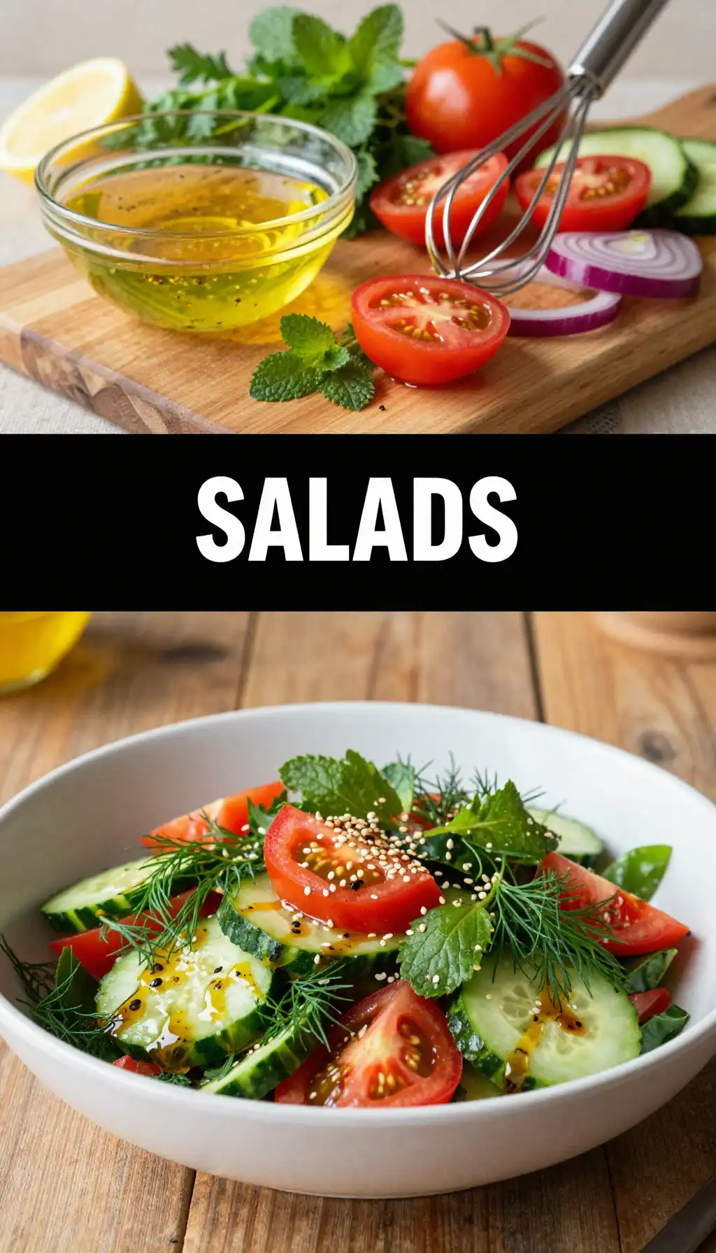 Egyptian Salata Baladi with Fresh Herbs pinterest pin