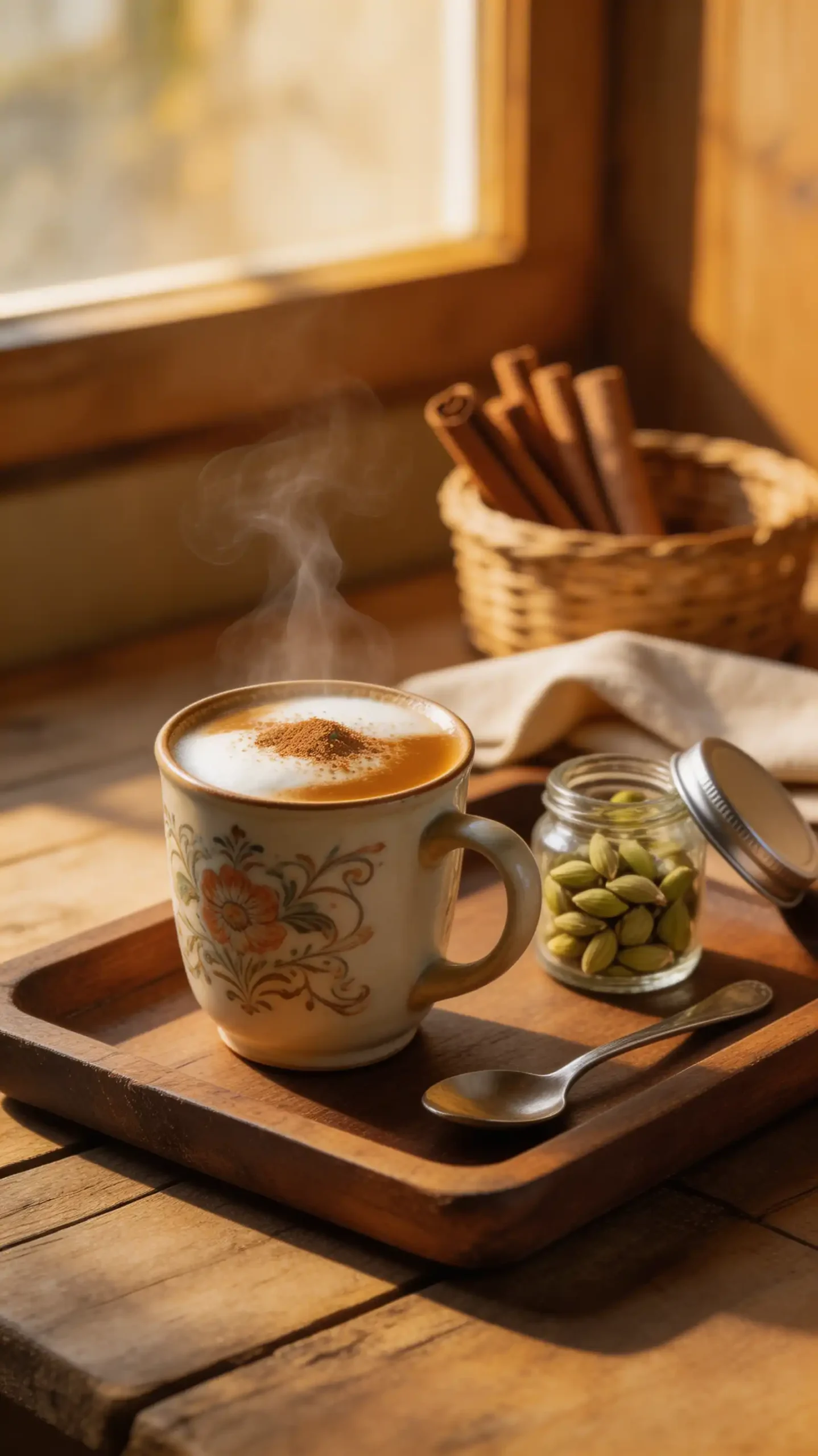 Elaichi Chai Cardamom Latte plated dish