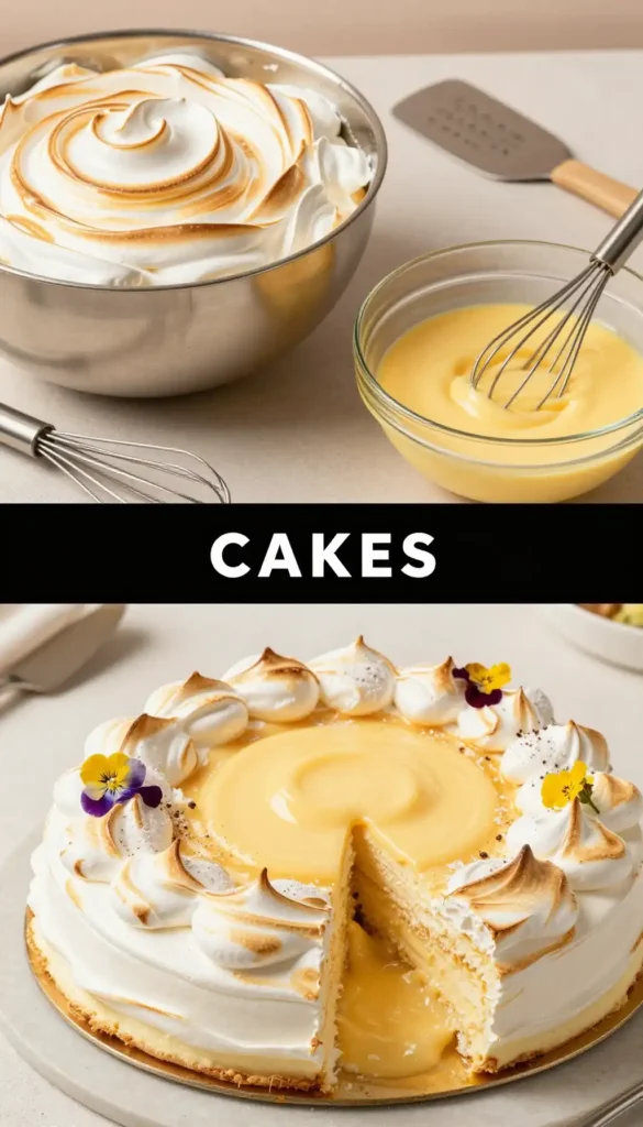 Filipino Brazo de Mercedes Cake with Meringue and Custard