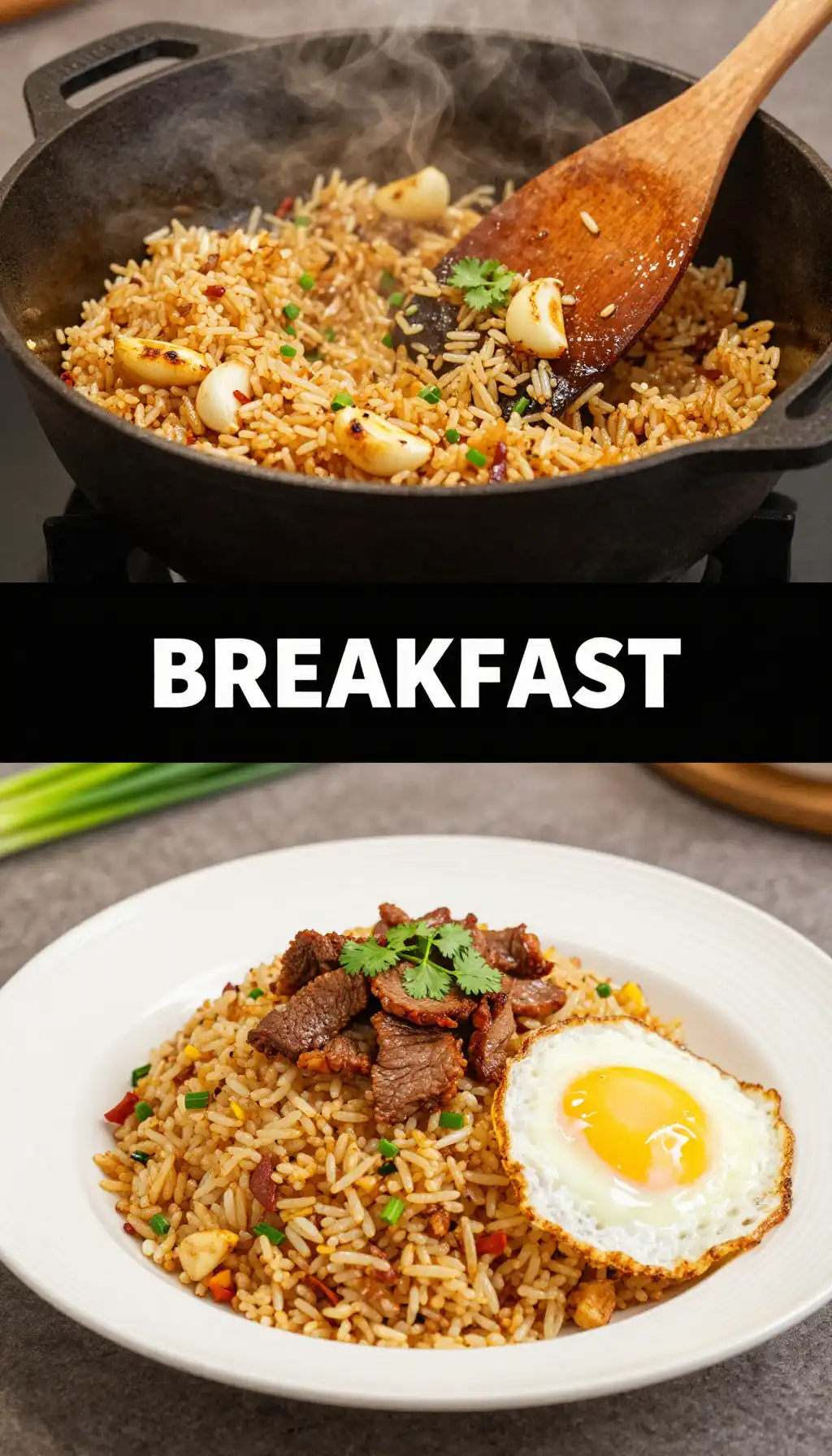 Filipino Silog Garlic Fried Rice with Beef Tapa pinterest pin