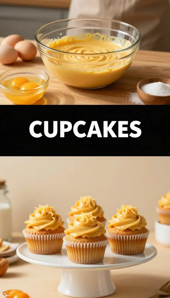 Filipino Yema Cupcakes with Custard Frosting