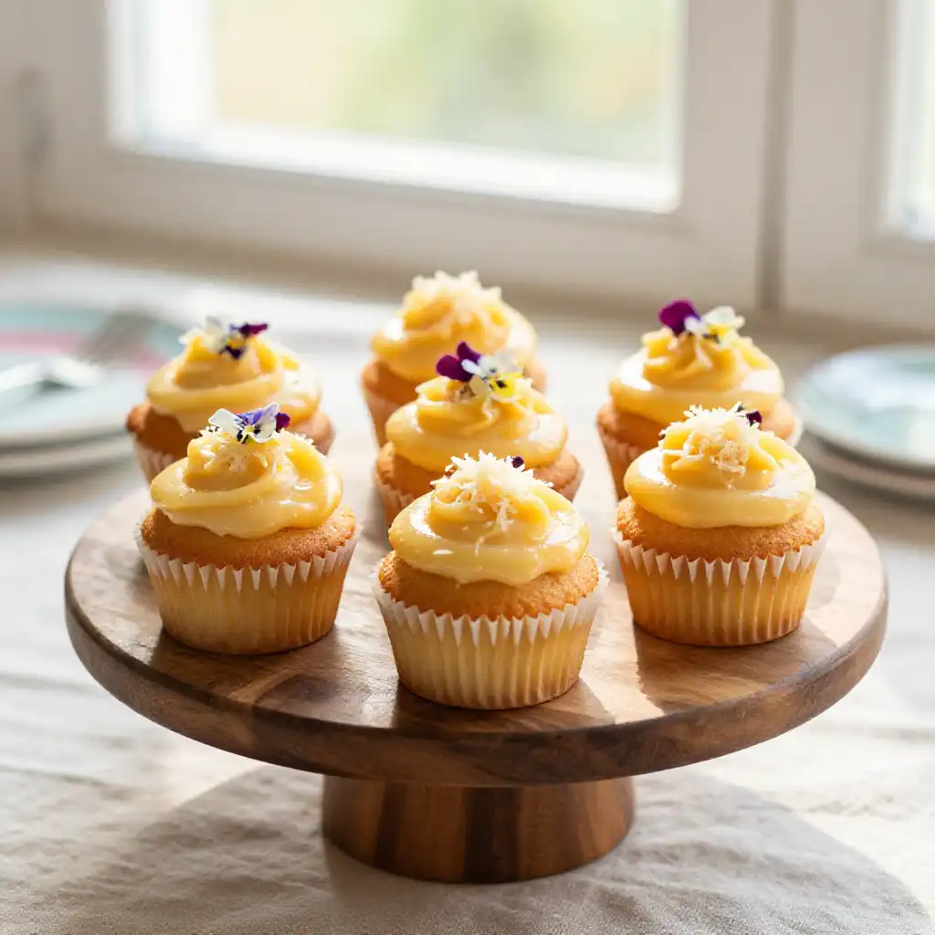 Filipino Yema Cupcakes with Custard Frosting plated dish