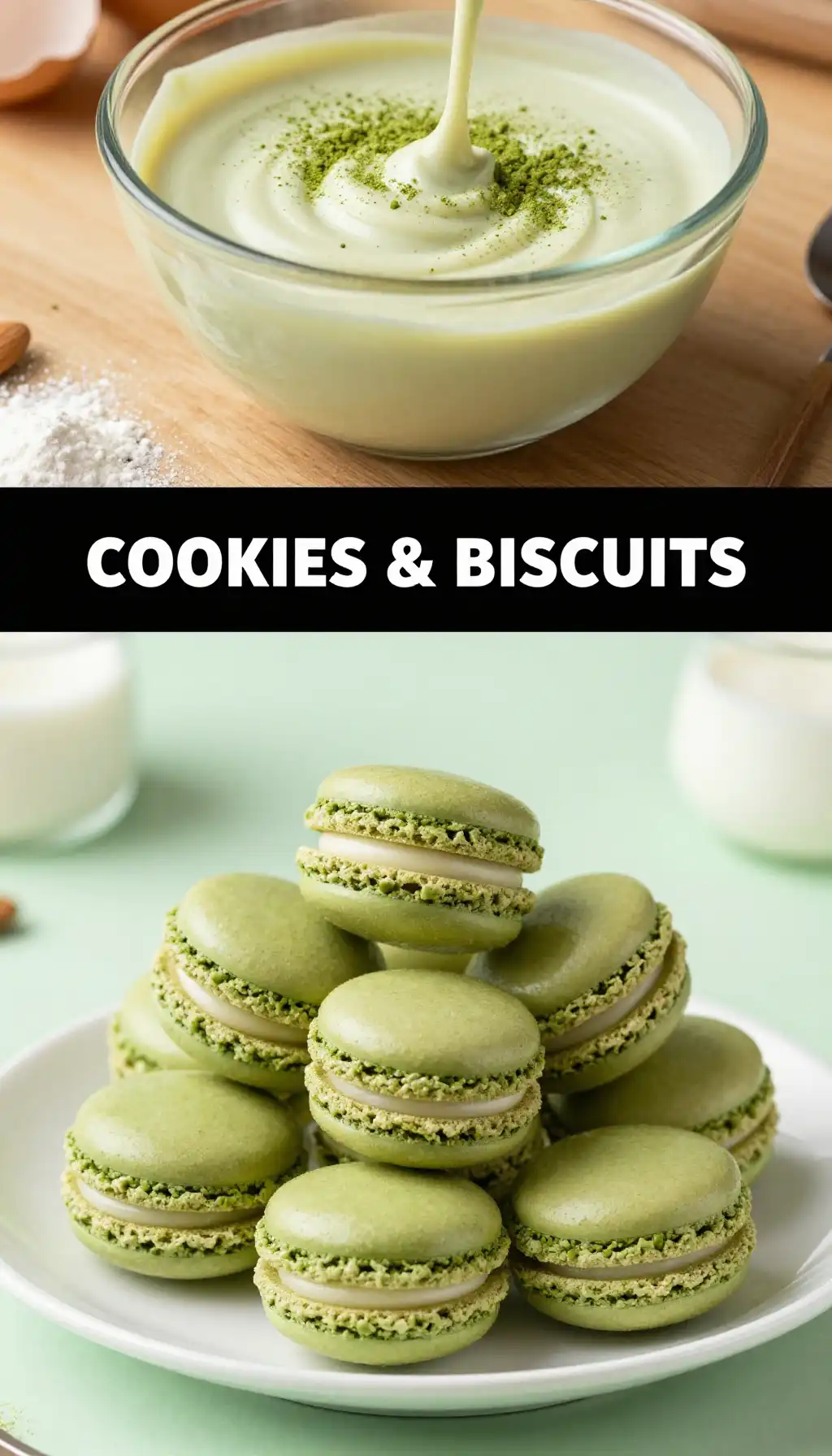 French Macarons with Matcha White Chocolate pinterest pin