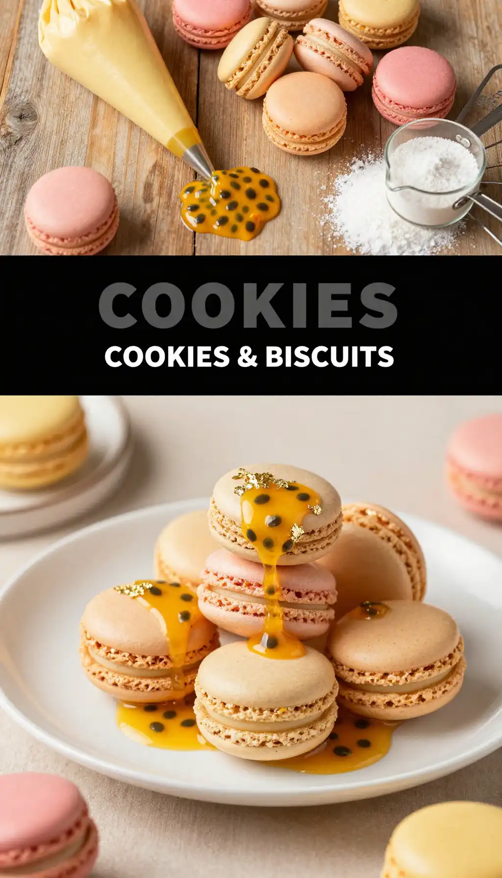 French Macarons with Passion Fruit Curd pinterest pin