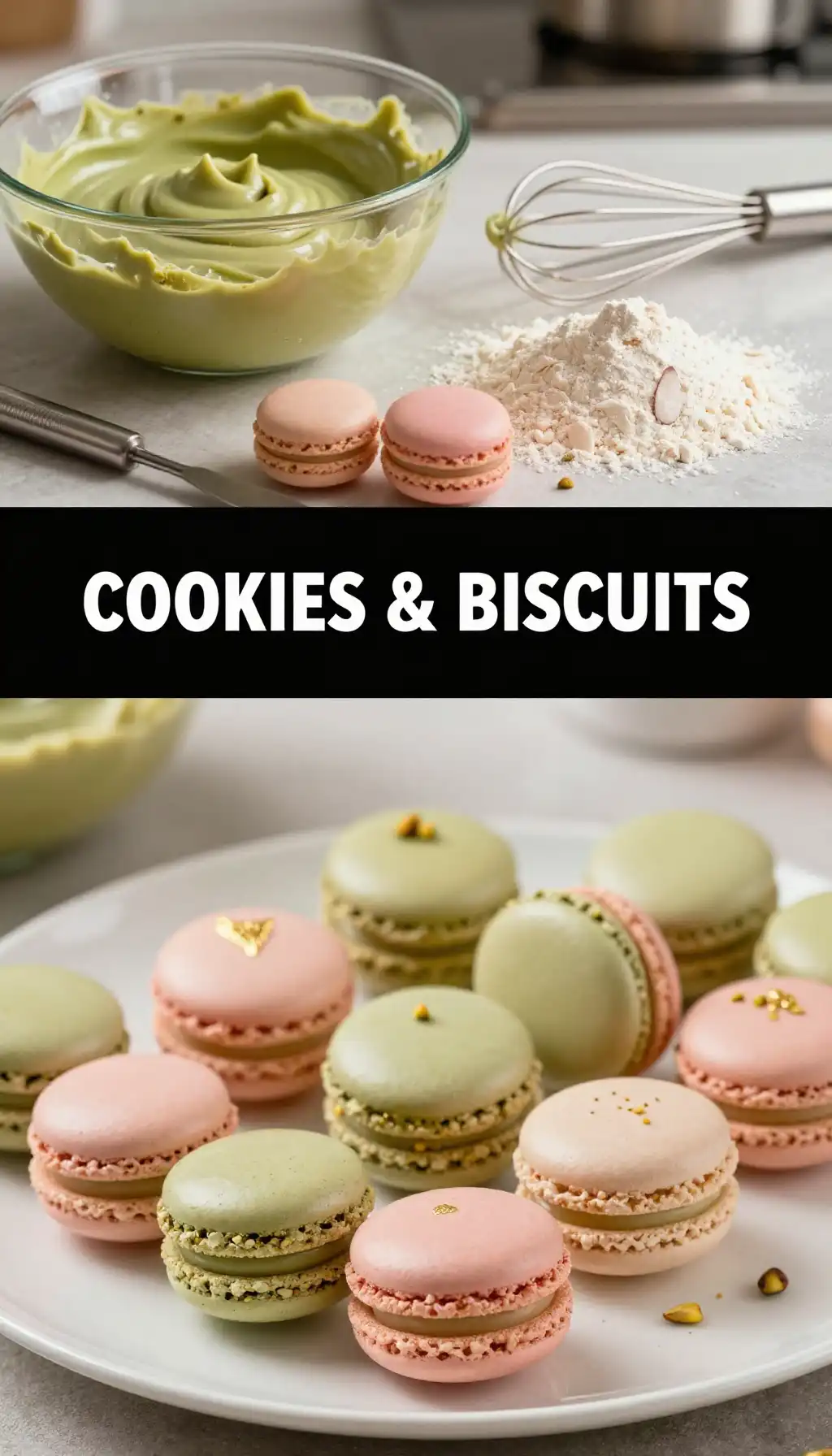 French Macarons with Pistachio Cream Filling pinterest pin