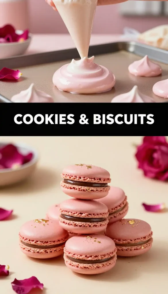 French Macarons with Rose Water Ganache