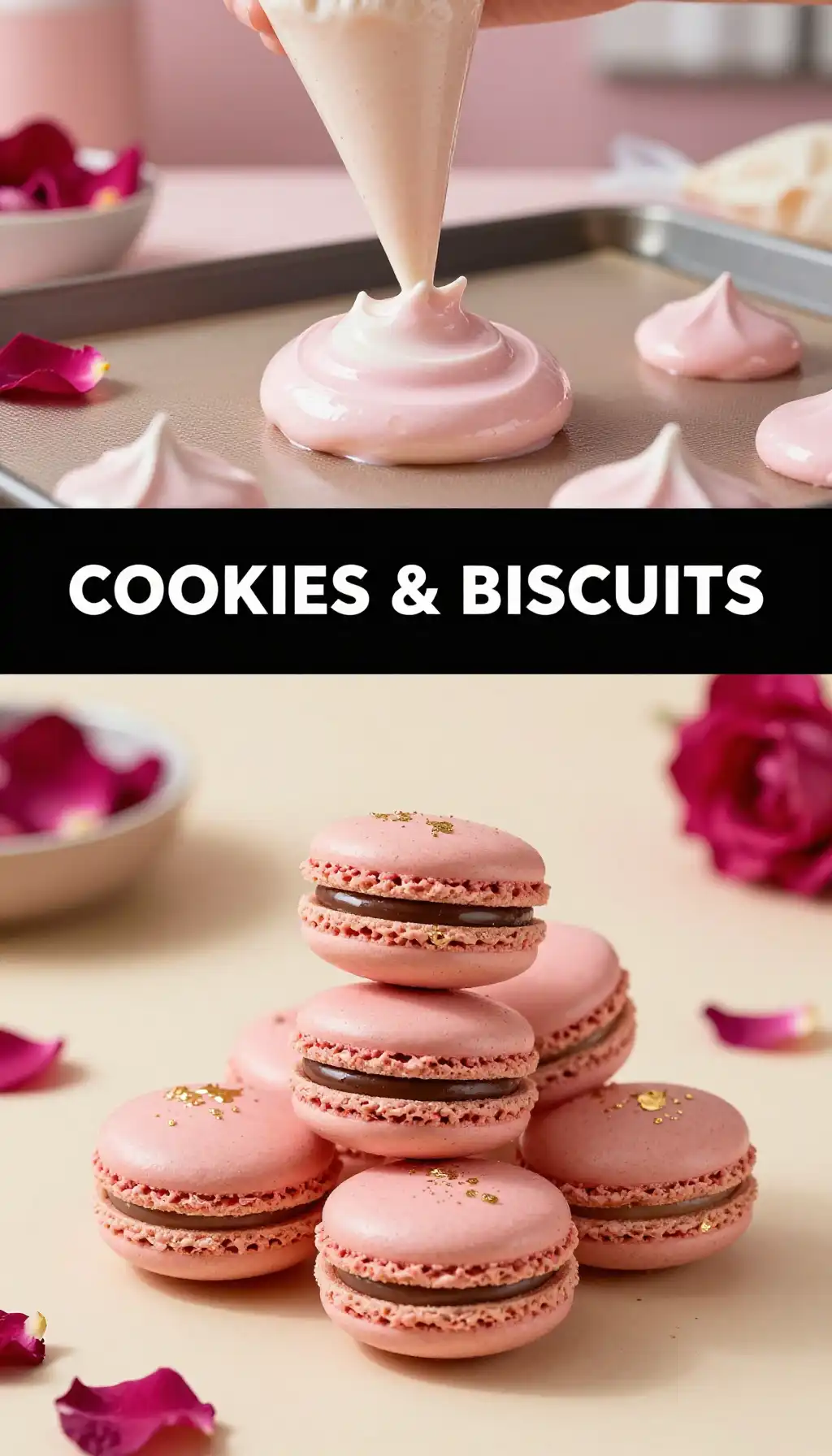French Macarons with Rose Water Ganache pinterest pin