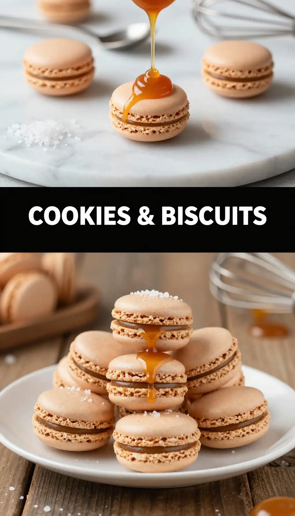 French Macarons with Salted Caramel Filling pinterest pin
