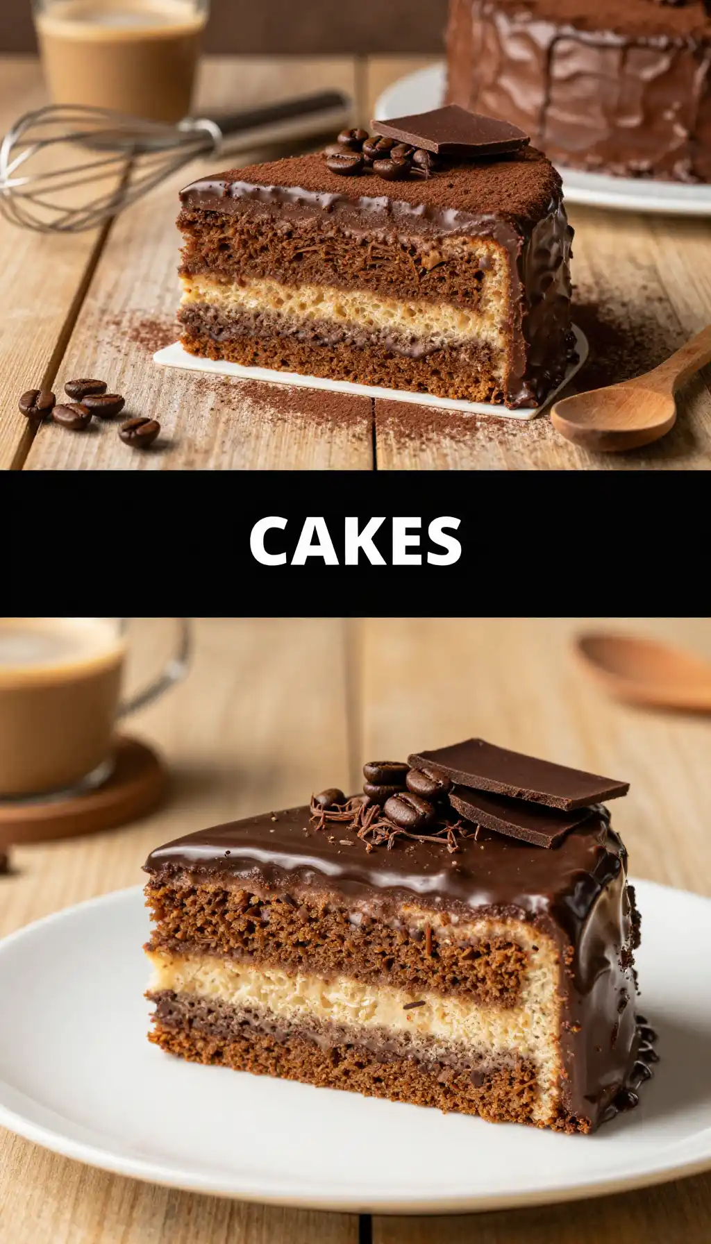 French Opera Cake with Coffee Buttercream and Chocolate Glaze pinterest pin