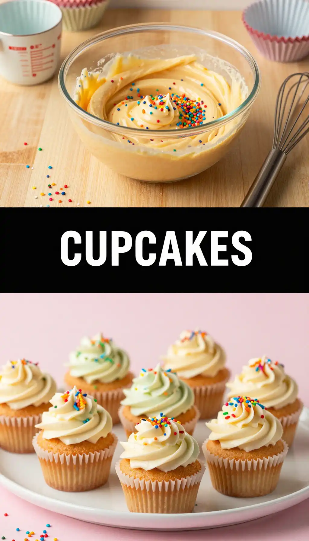 Funfetti Cupcakes with Rainbow Sprinkle Explosion pinterest pin