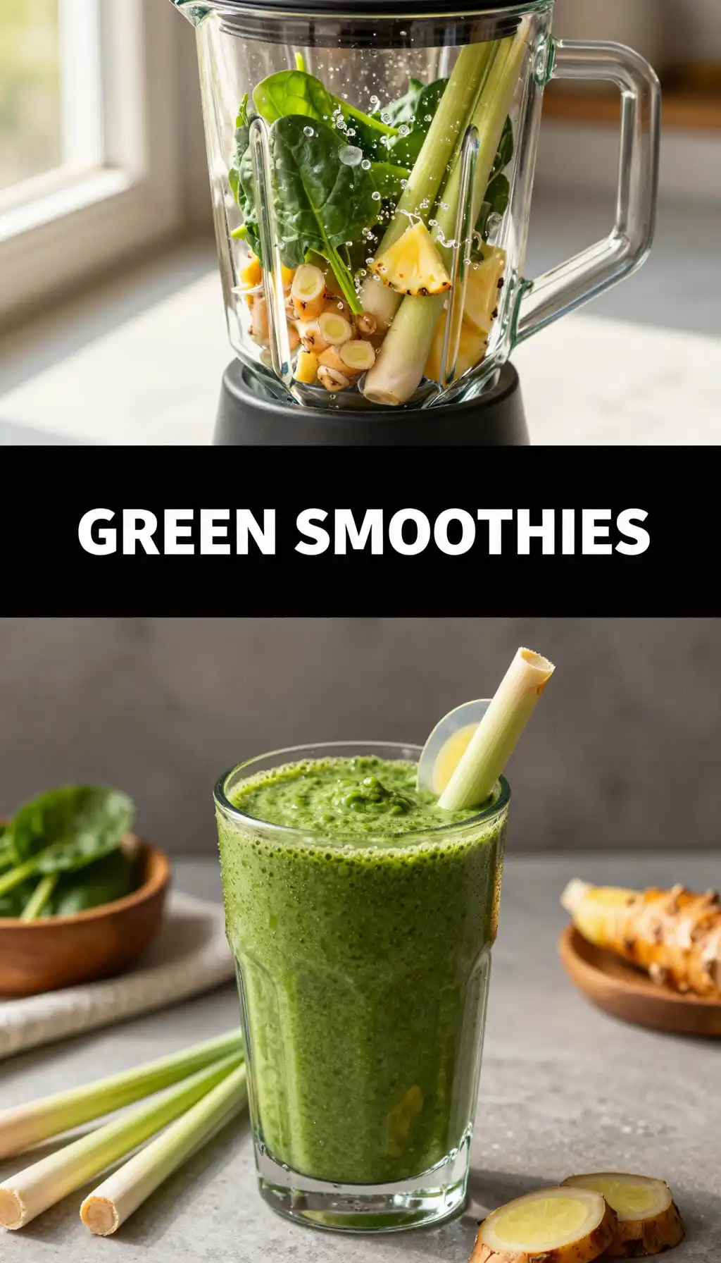 Galangal Lemongrass Green Smoothie pinterest pin