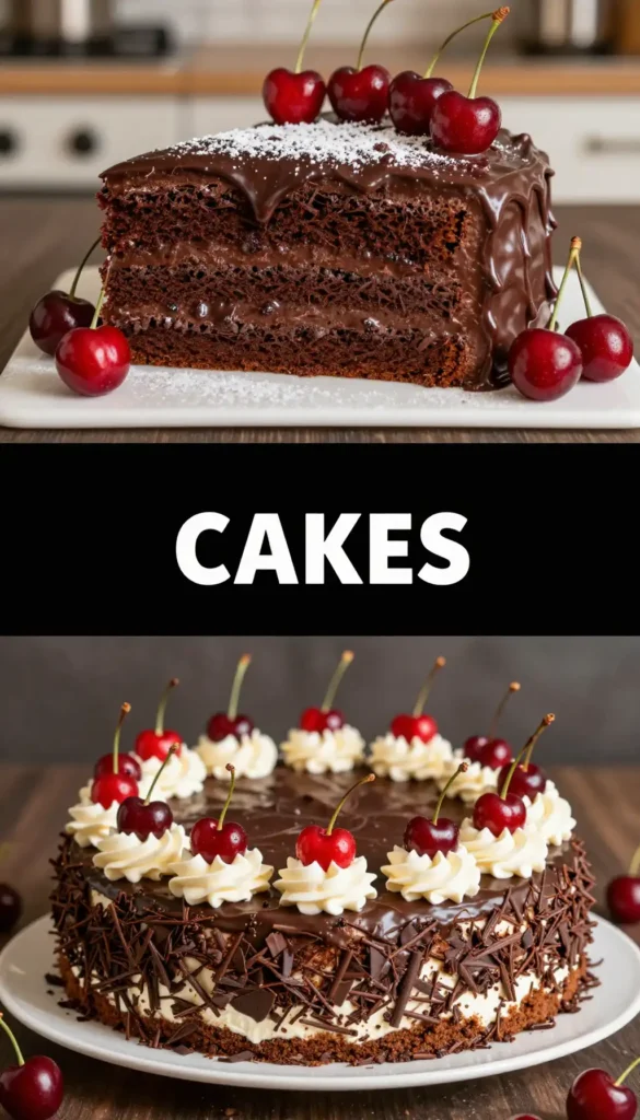 German Black Forest Gateau with Cherries and Cream