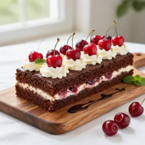 Homemade Black Forest Cake Recipe with Fresh Cherries