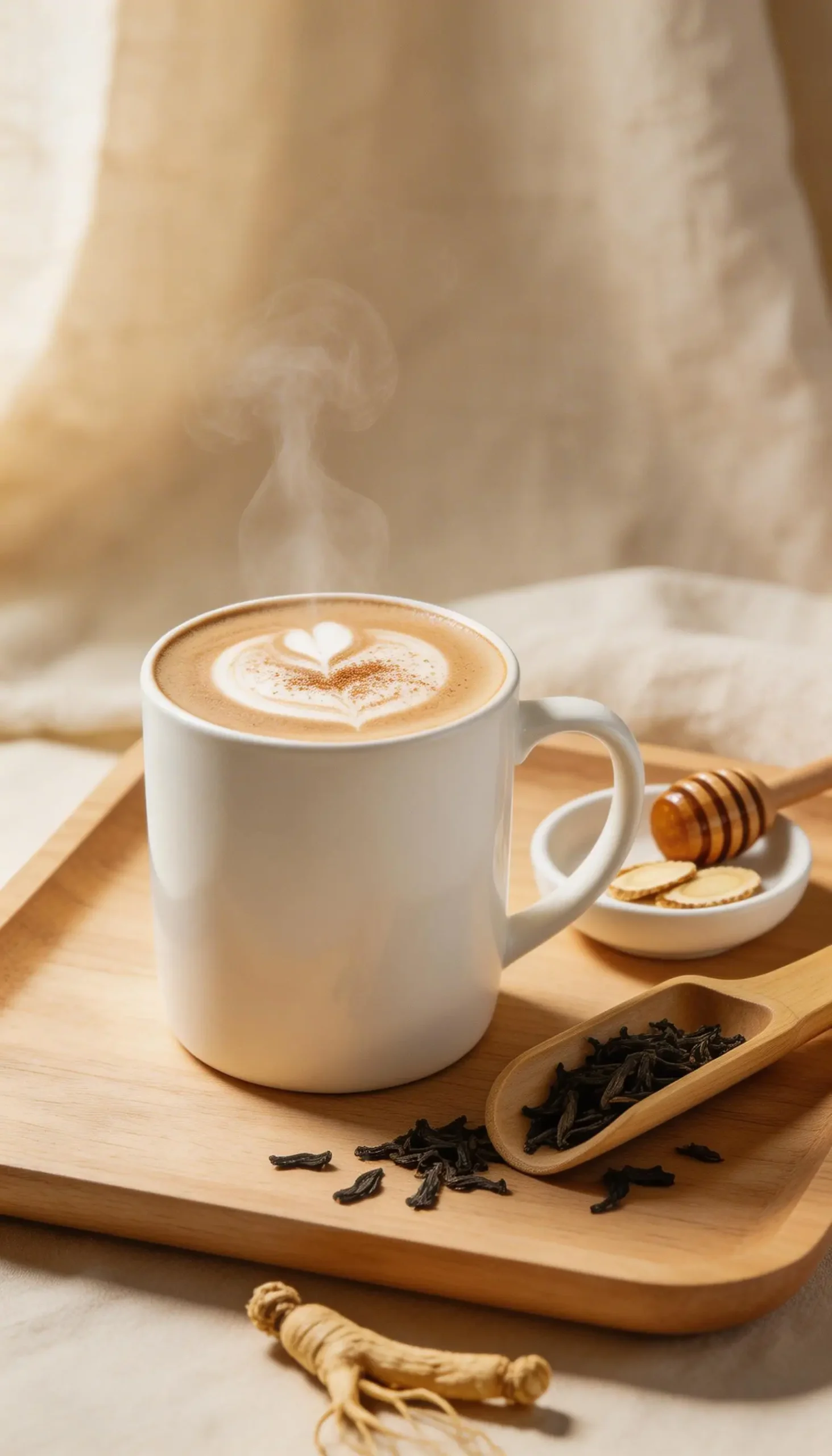 Ginseng Oolong Latte plated dish