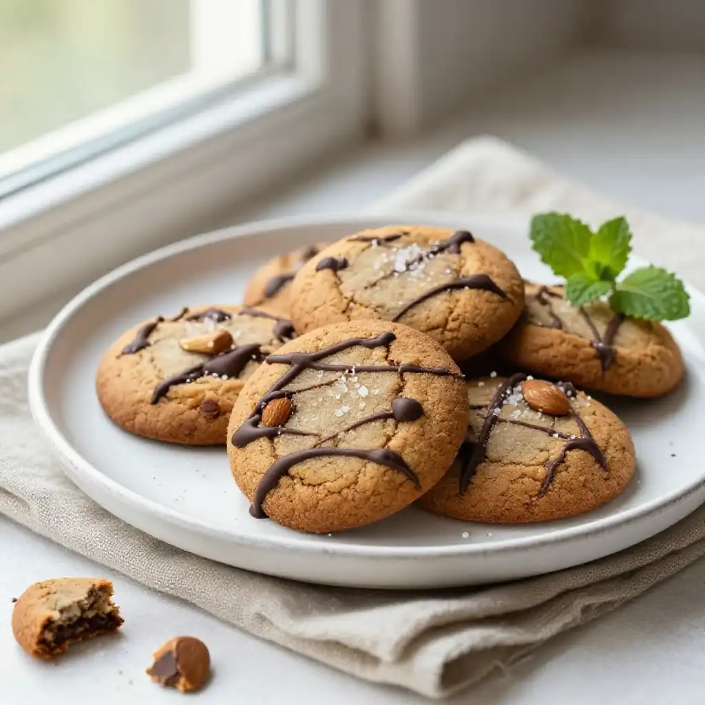 Gluten-Free Almond Flour Cookies with Dark Chocolate plated dish