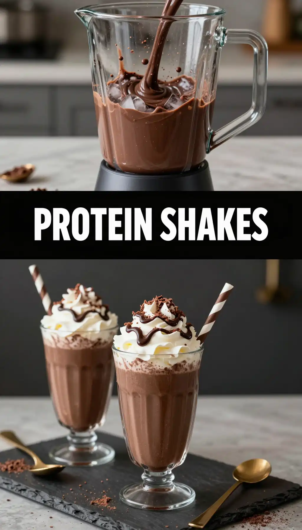 Godiva Style Dark Chocolate Protein Shake pinterest pin