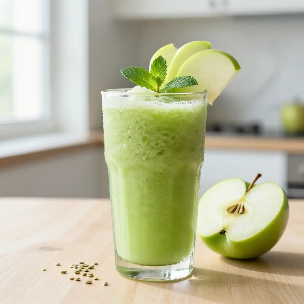 Granny Smith Green Apple Smoothie plated dish