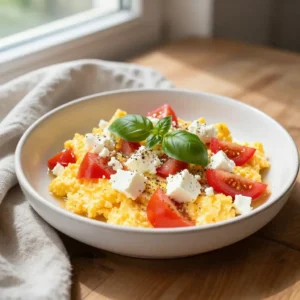 Quick & Easy Mediterranean Scrambled Eggs with Feta