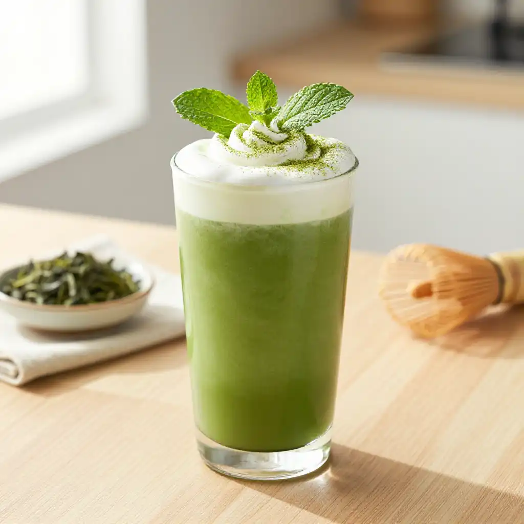 Gyokuro Green Tea Smoothie plated dish