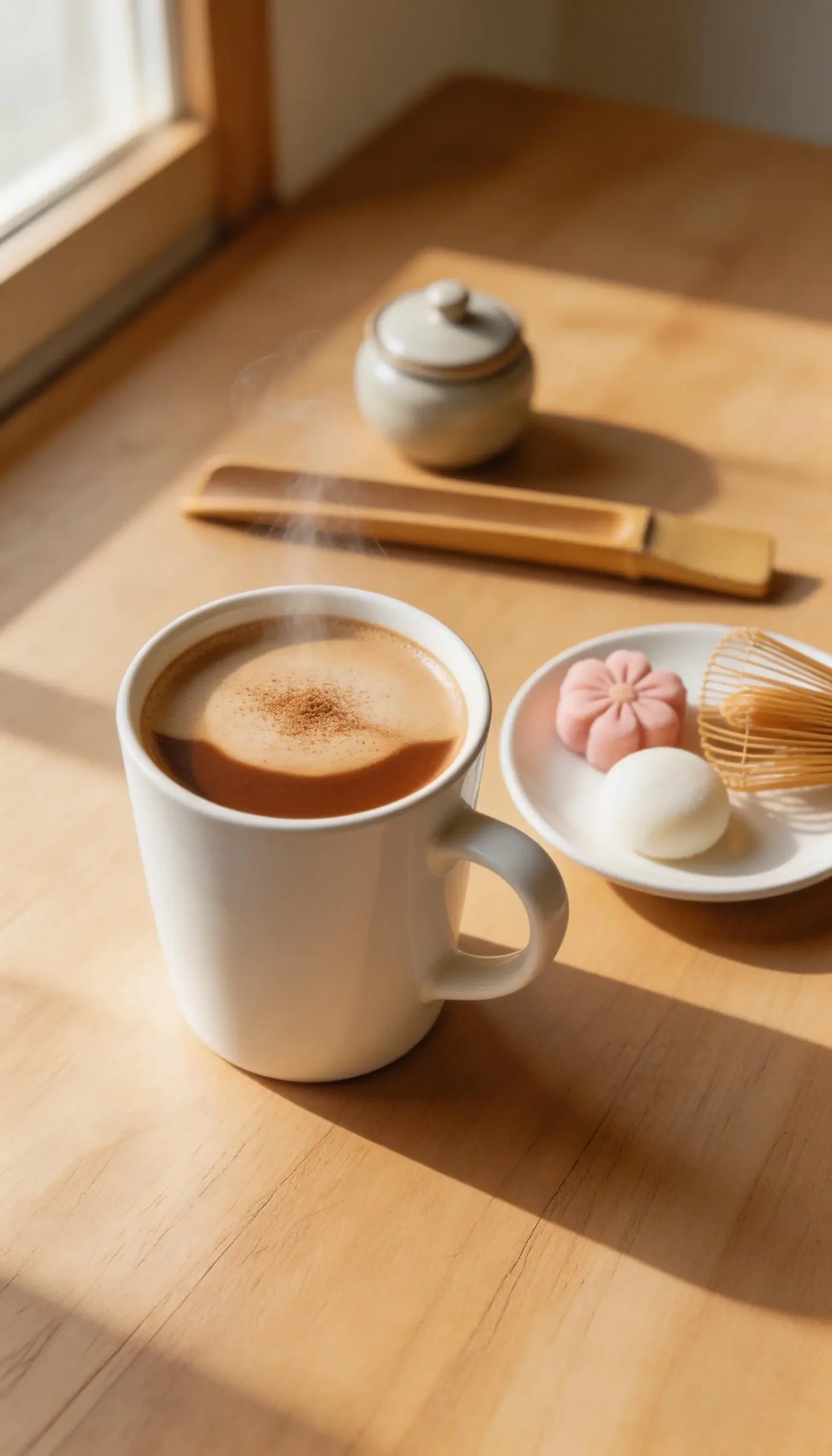 Hojicha Roasted Green Tea Latte plated dish