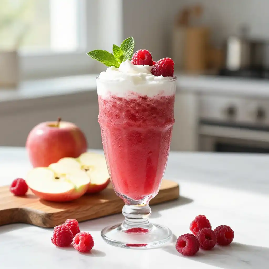 Idared Apple Raspberry Smoothie plated dish