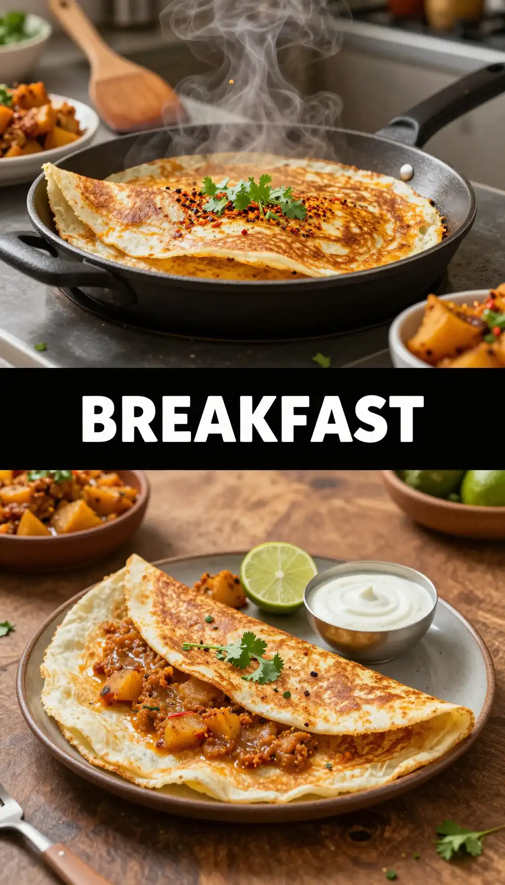 Indian Dosa with Potato Masala Filling pinterest pin