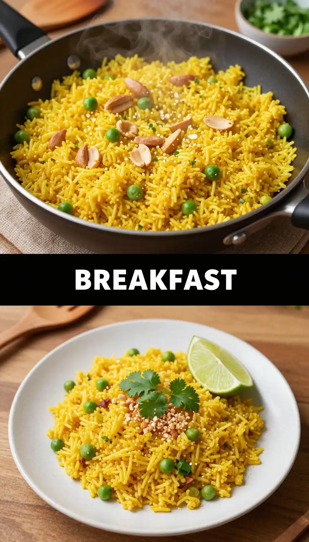Indian Poha Flattened Rice with Peanuts pinterest pin