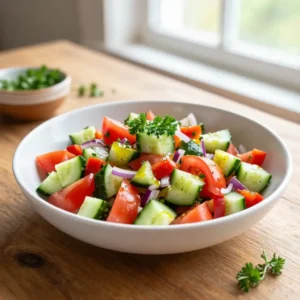 Quick Israeli Chopped Salad with Lemon Herb Dressing
