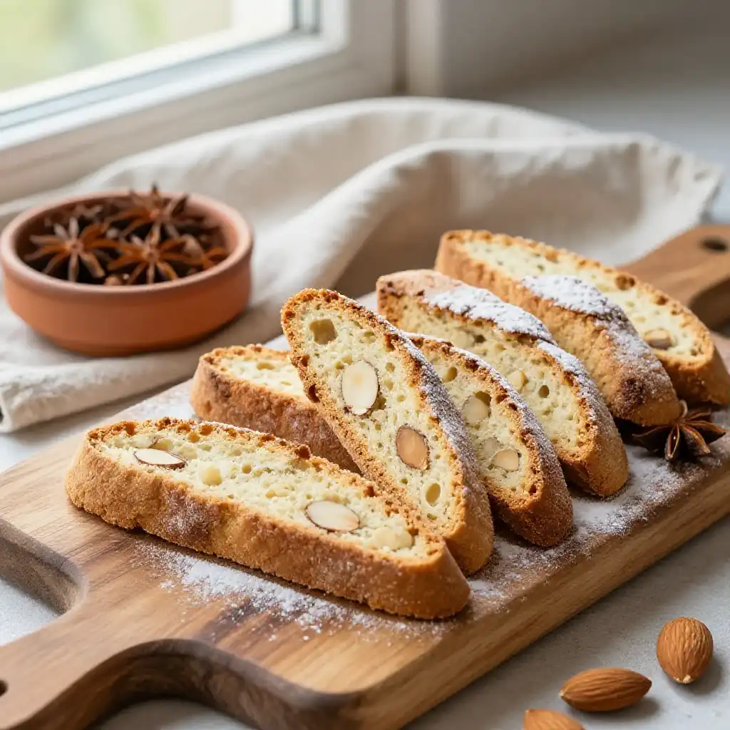 Italian Biscotti with Almonds and Anise plated dish