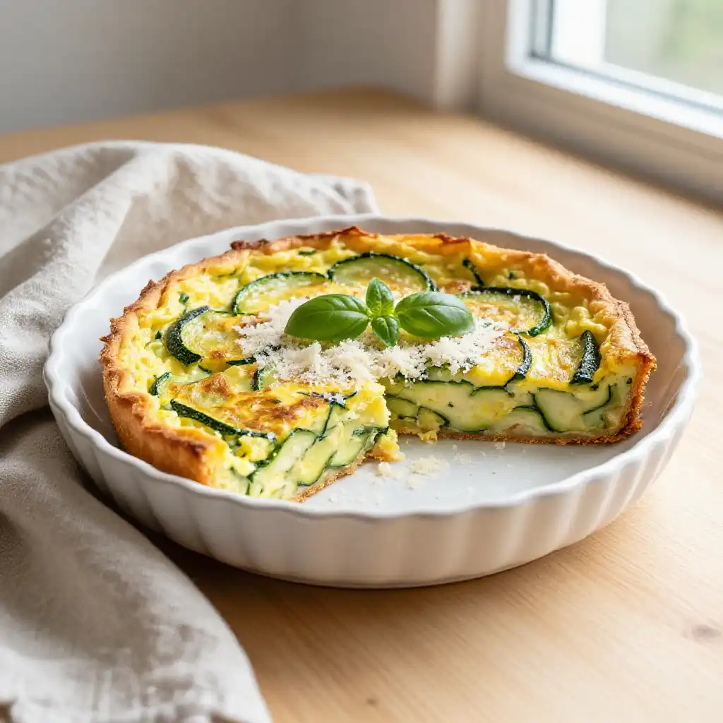 Italian Frittata with Zucchini and Parmesan plated dish